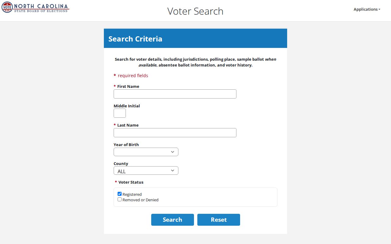 Wake Forest residents directory voter lookup screen
