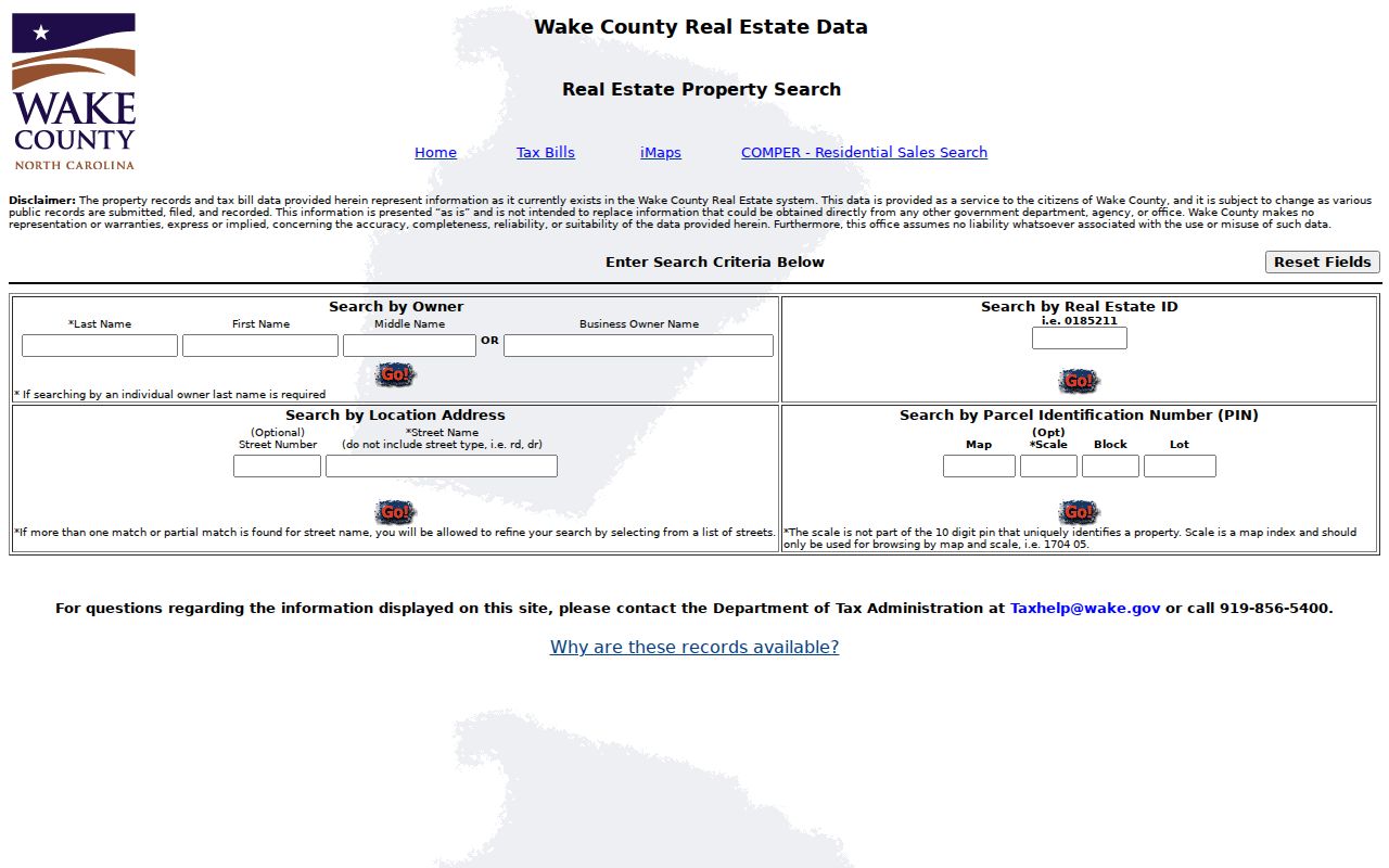 Wake Forest residents directory property search screen