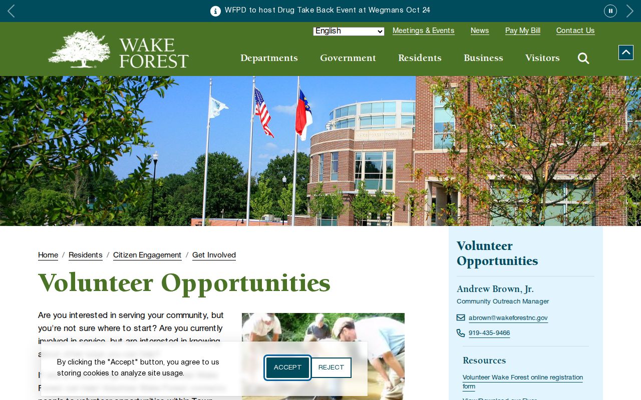 Wake Forest neighbors volunteer and community-group opportunities