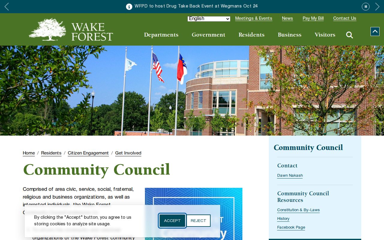 Wake Forest neighbors Community Council overview